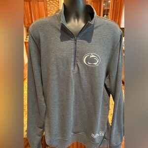 Penn State men’s Quarter-Zip Pullover jacket. Sharp heather grey with logo. XL